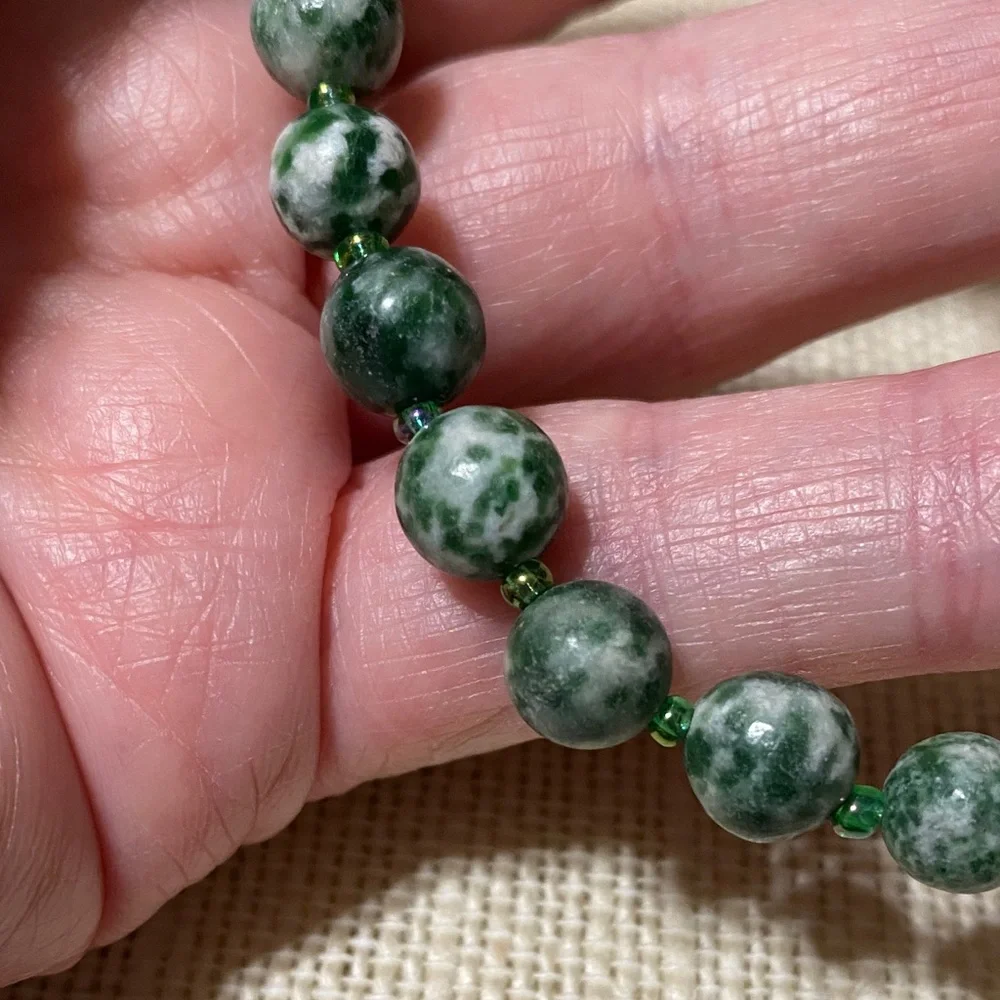 Elegant Natural Green tree agate gemstone Beaded 8” Bracelet